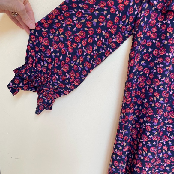 Sandro Paris Silk Navy Floral Dress - Picture 2 of 5